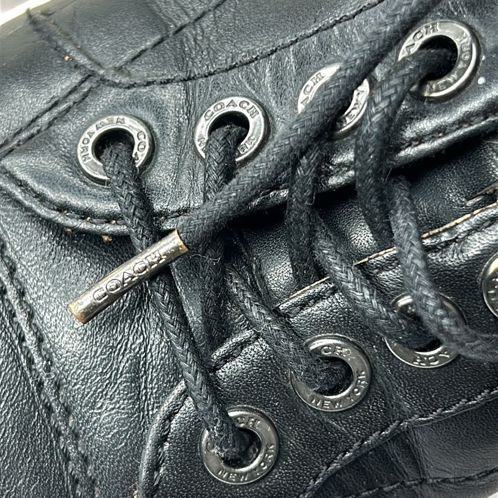 COACH Mens Shoes PERKINS TRAINER SNEAKER black leather Size 7. - Picture 8 of 14